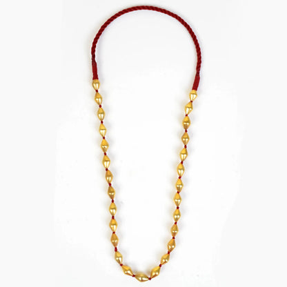 925 sterling silver Gold polished dholki beaded necklace,Dholki mala tribal jewelry set722 - TRIBAL ORNAMENTS