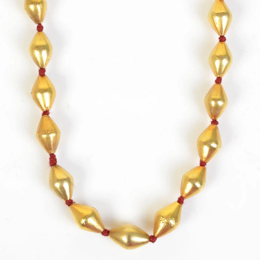 925 sterling silver Gold polished dholki beaded necklace,Dholki mala tribal jewelry set722 - TRIBAL ORNAMENTS