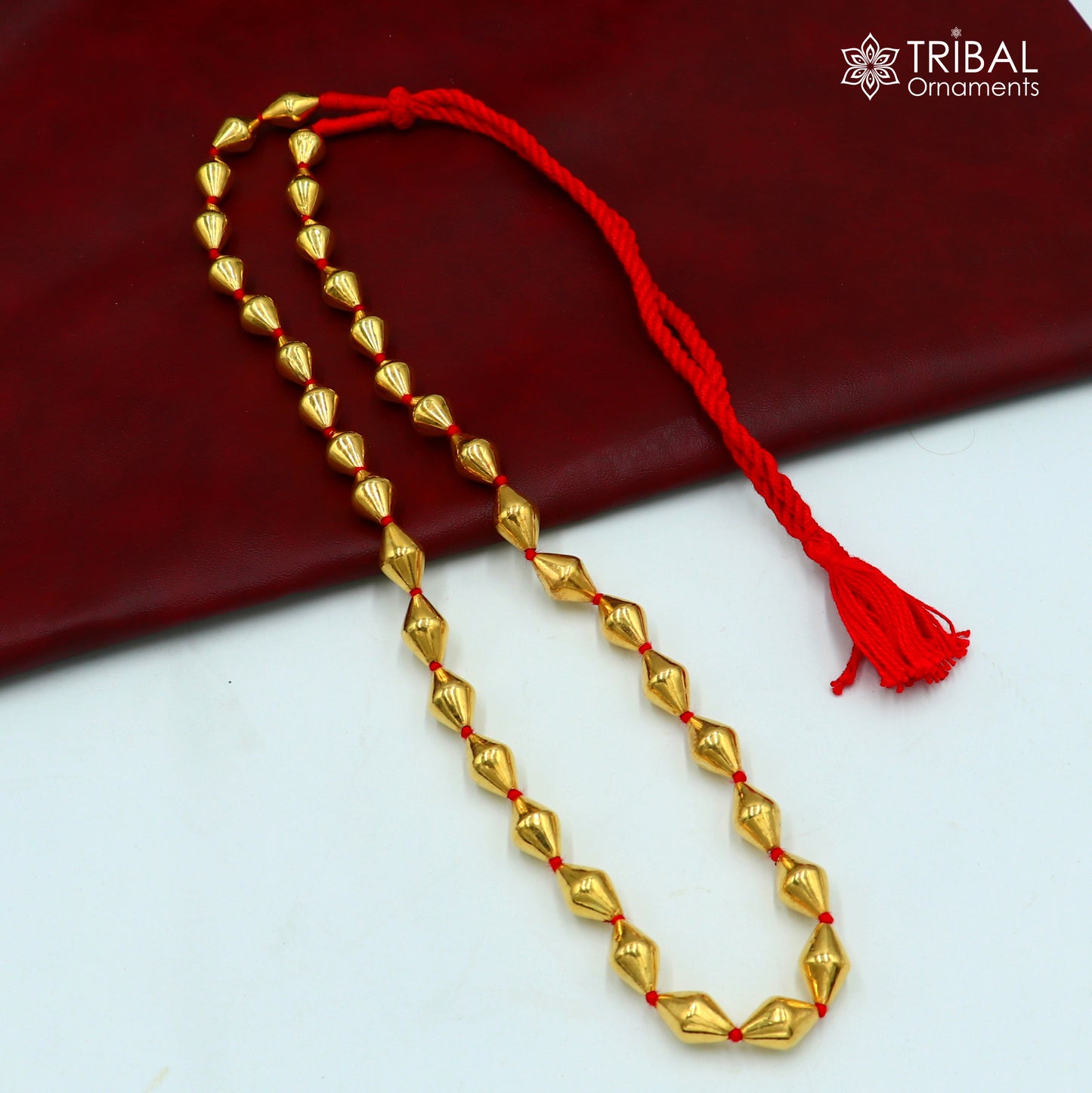 925 sterling silver Gold polished dholki beaded necklace,Dholki mala tribal jewelry set772 - TRIBAL ORNAMENTS