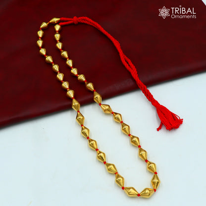 925 sterling silver gold-polished dholki beaded necklace from TRIBAL ORNAMENTS tribal jewelry set featuring intricate beaded design