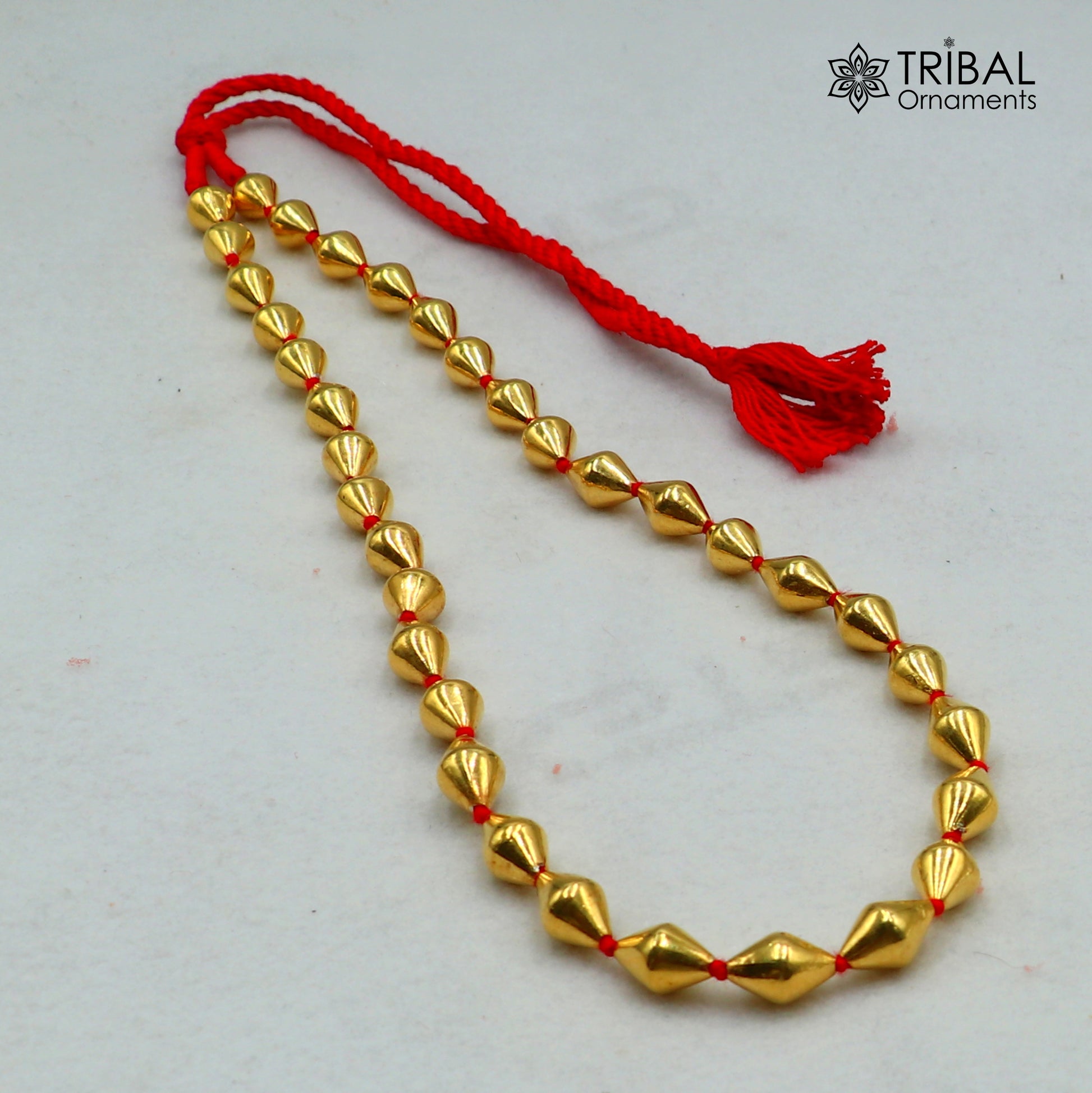 925 sterling silver Gold polished dholki beaded necklace,Dholki mala tribal jewelry set772 - TRIBAL ORNAMENTS