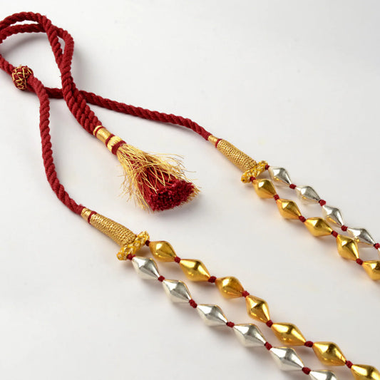 925 sterling silver Gold  polished dholki beaded necklace, two strands Dholki mala tribal ethnic jewelry set721 - TRIBAL ORNAMENTS