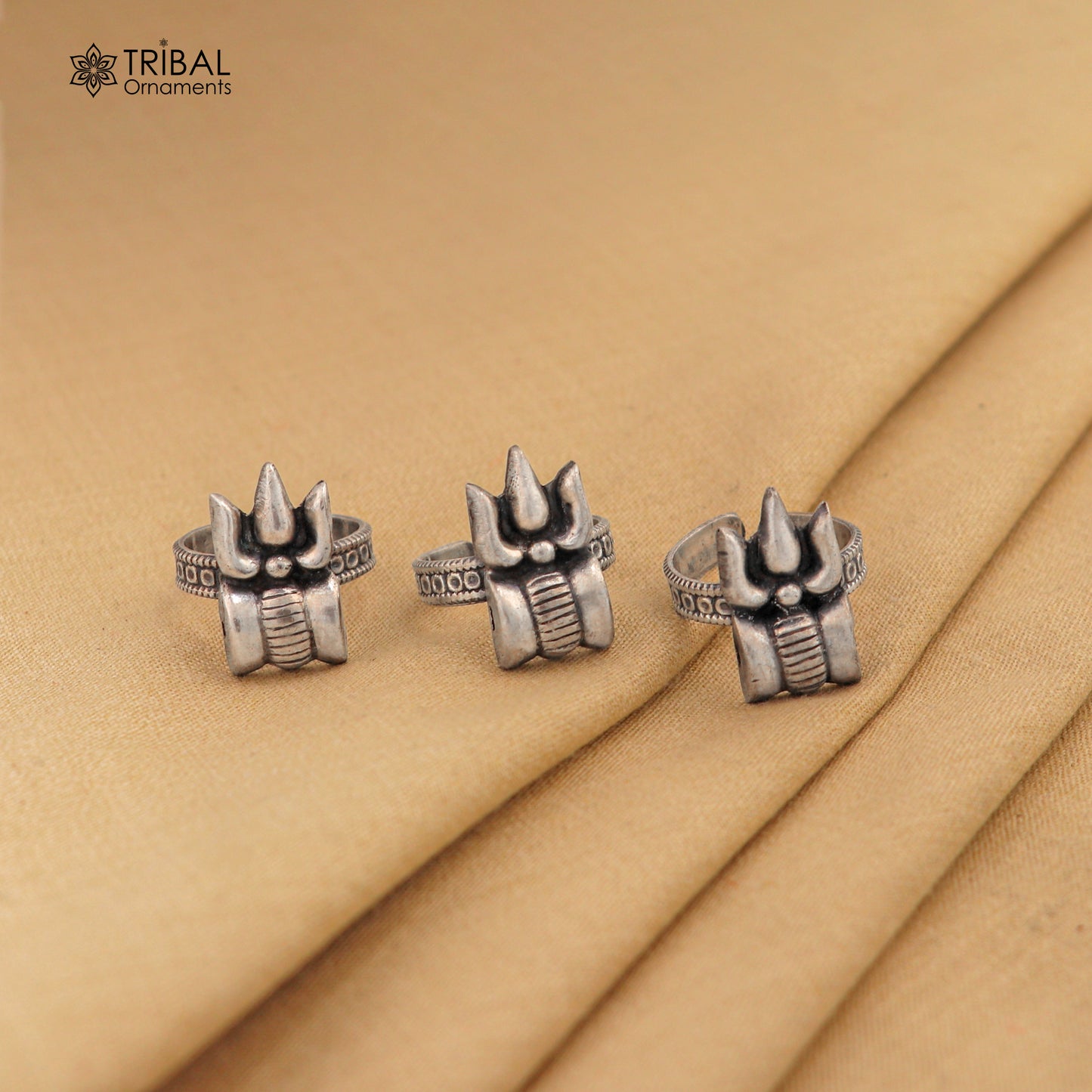 925 sterling silver gorgeous customized lord shiva Trident ring, excellent trident trushul adjustable ring band unisex jewelry sr367 - TRIBAL ORNAMENTS
