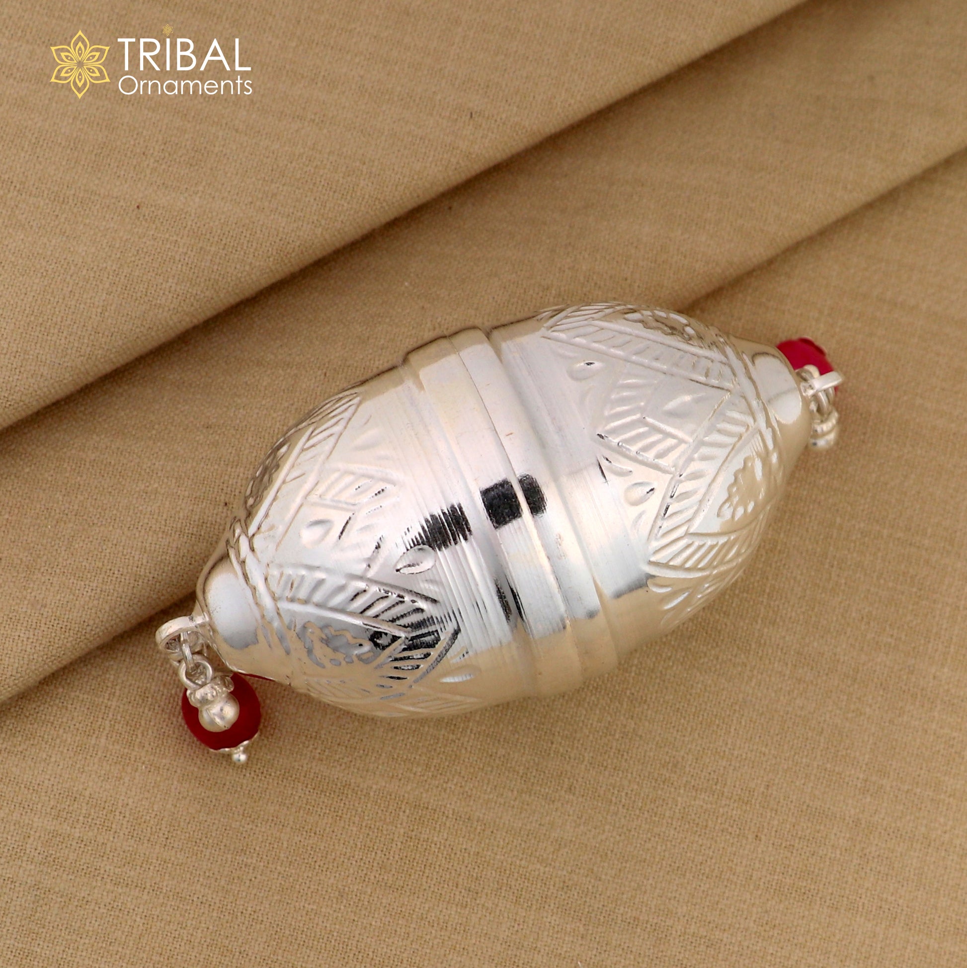 925 sterling silver gorgeous design coconut for puja or worshipping, Silver nariyal for diwali puja su1365 - TRIBAL ORNAMENTS