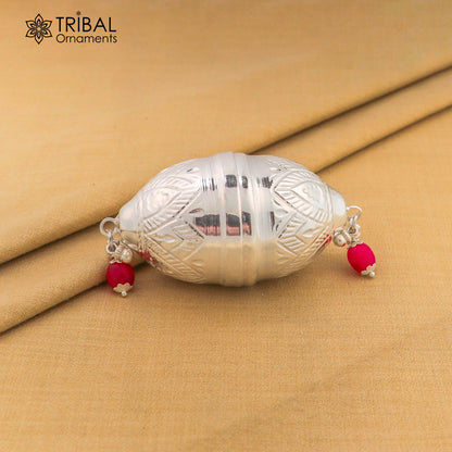 925 sterling silver coconut for puja, decorative silver nariyal for Diwali worship, crafted by Tribal Ornaments.