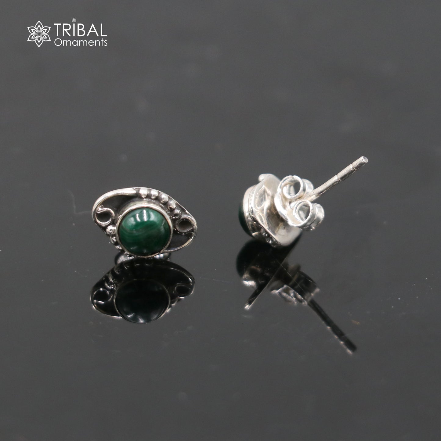 925 sterling silver gorgeous green onyx stone stud earring best unisex jewelry s1433 - TRIBAL ORNAMENTS