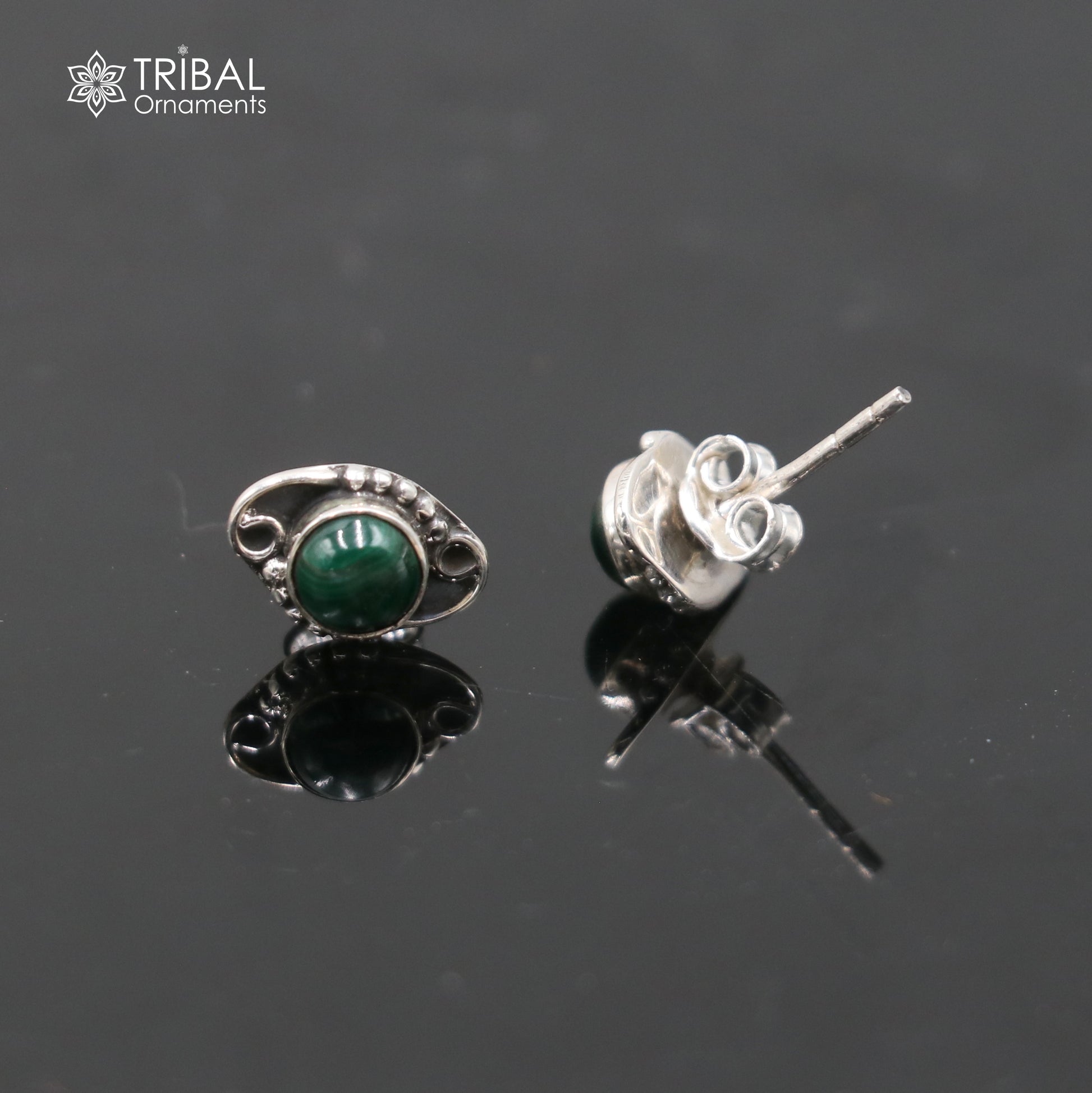 925 sterling silver gorgeous green onyx stone stud earring best unisex jewelry s1433 - TRIBAL ORNAMENTS