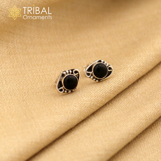 925 sterling silver gorgeous oval shape black onyx stone stud earring best unisex jewelry s1383 - TRIBAL ORNAMENTS