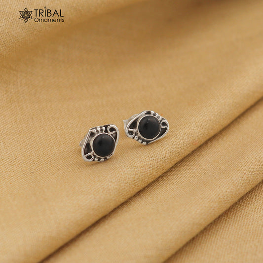 925 sterling silver gorgeous oval shape black onyx stone stud earring best unisex jewelry s1383 - TRIBAL ORNAMENTS