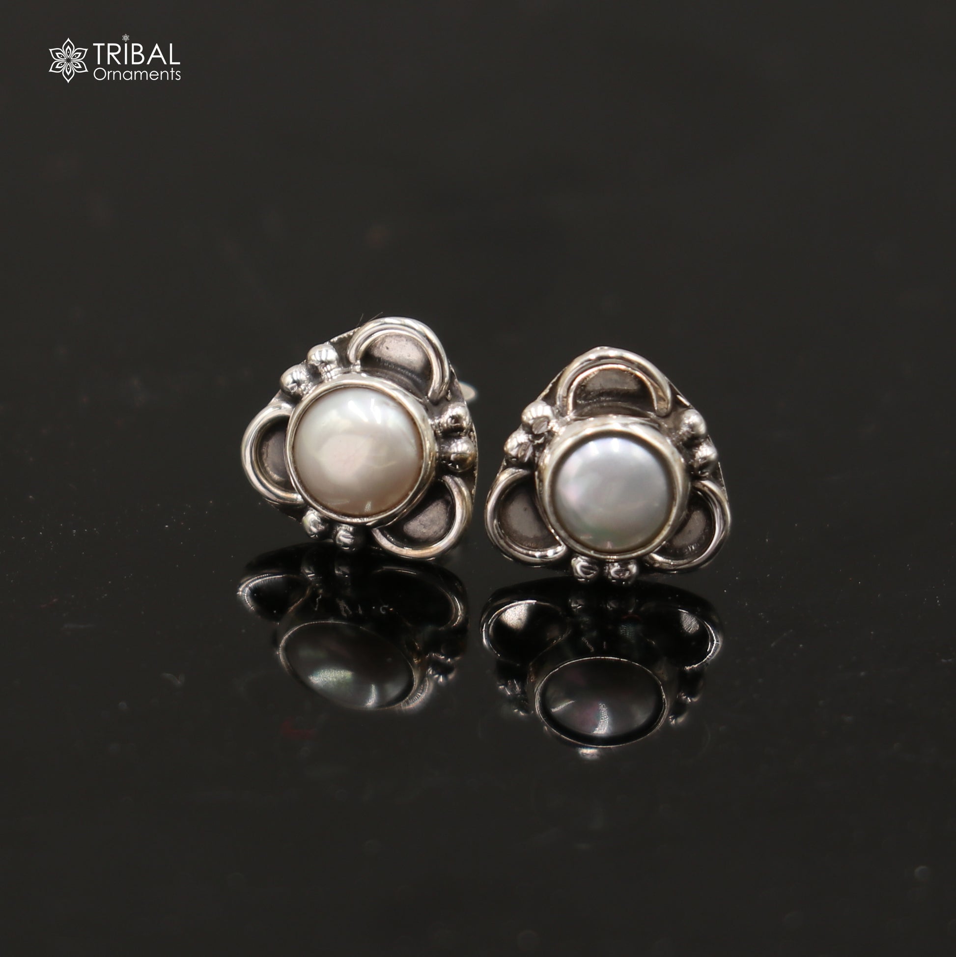 925 sterling silver gorgeous pearl stone stud earring best unisex jewelry s1424 - TRIBAL ORNAMENTS