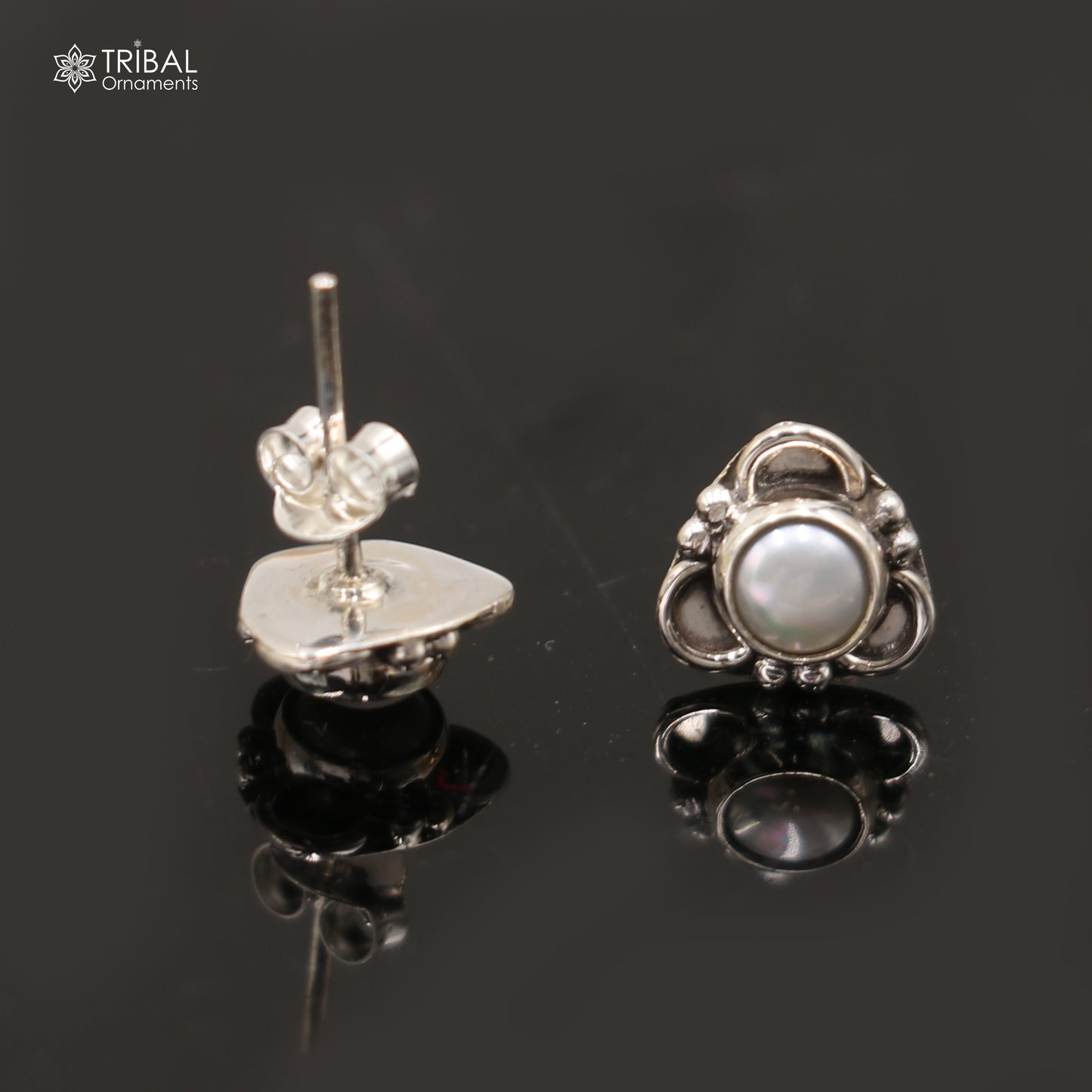 925 sterling silver gorgeous pearl stone stud earring best unisex jewelry s1424 - TRIBAL ORNAMENTS
