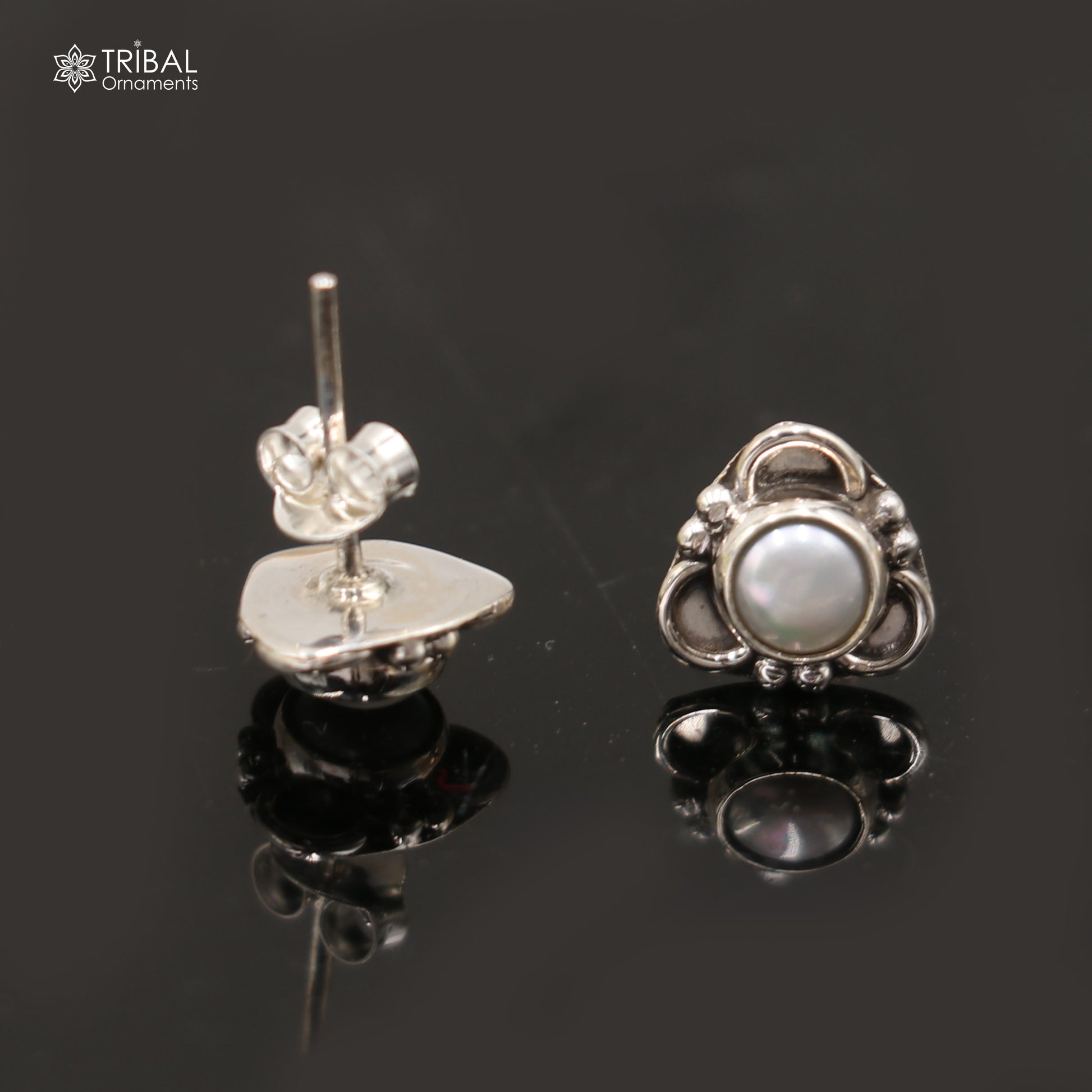 925 sterling silver gorgeous pearl stone stud earring best unisex jewelry s1424 - TRIBAL ORNAMENTS