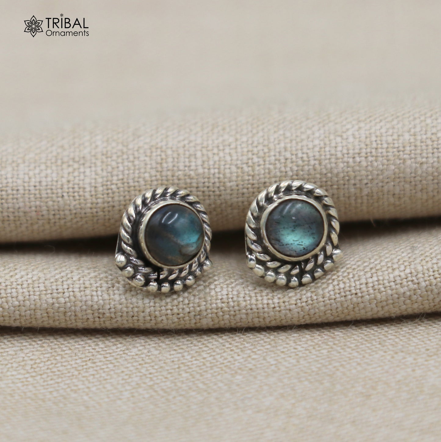 925 sterling silver gorgeous round shape labradorite stone stud earring best unisex jewelry s1428 - TRIBAL ORNAMENTS