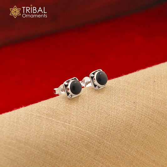 925 sterling silver gorgeous square shape black onyx stone stud earring best unisex jewelry s1382 - TRIBAL ORNAMENTS