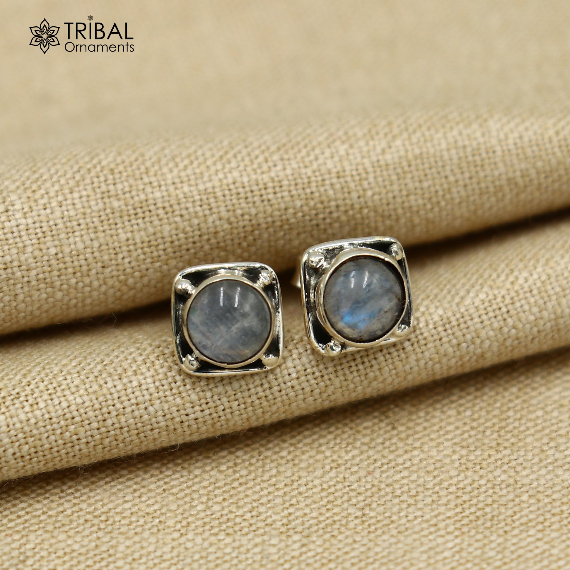 925 sterling silver gorgeous square shape rainbow stone stud earring best unisex jewelry s1420 - TRIBAL ORNAMENTS