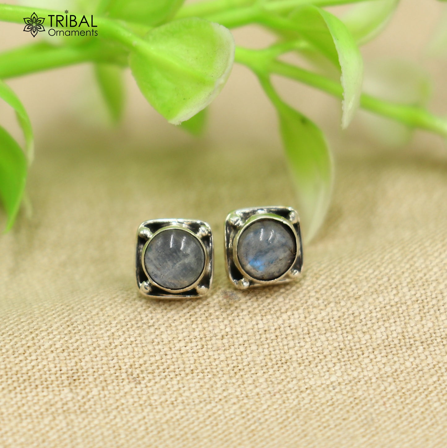 925 sterling silver gorgeous square shape rainbow stone stud earring best unisex jewelry s1420 - TRIBAL ORNAMENTS