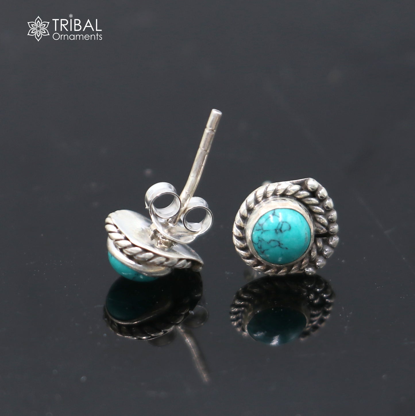 925 sterling silver gorgeous turquoise stone stud earring best unisex jewelry s1427 - TRIBAL ORNAMENTS