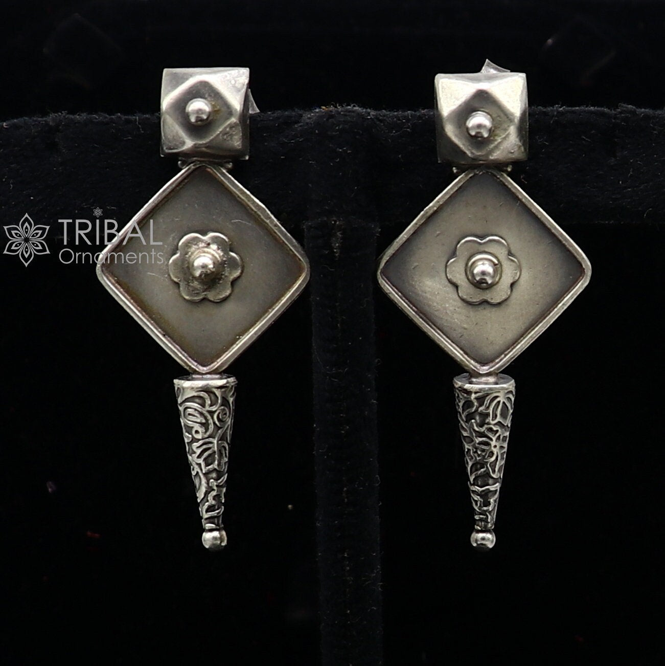 Sterling silver handcrafted stud earring with stylish design, ideal for party wear, gifting, or special occasions.