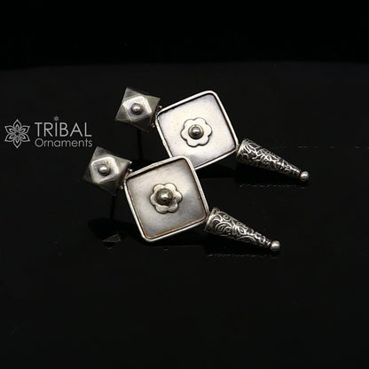 Sterling silver handcrafted stud earring with stylish tribal design, perfect for parties, gifting, and special occasions.