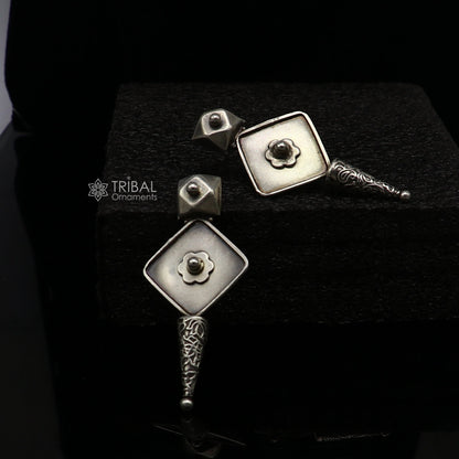 Sterling silver handcrafted stud earring with stylish design, ideal for party wear, gifting, and special occasions by TRIBAL ORNAMENTS.