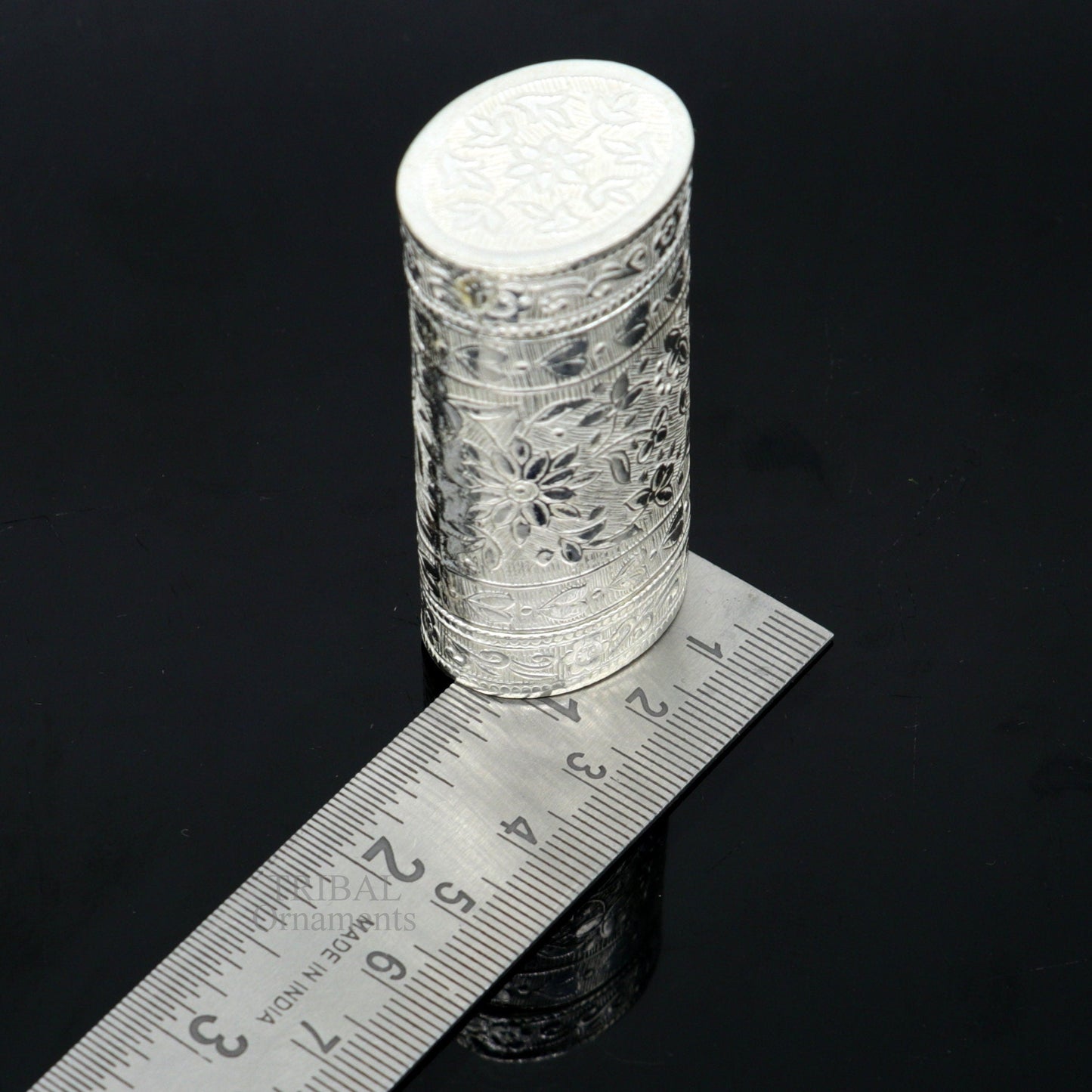 925 sterling silver handcrafted floral design 2 in1 trinket box, tobacco box, tobacco and chuna box, best gifting royal article stb361 - TRIBAL ORNAMENTS