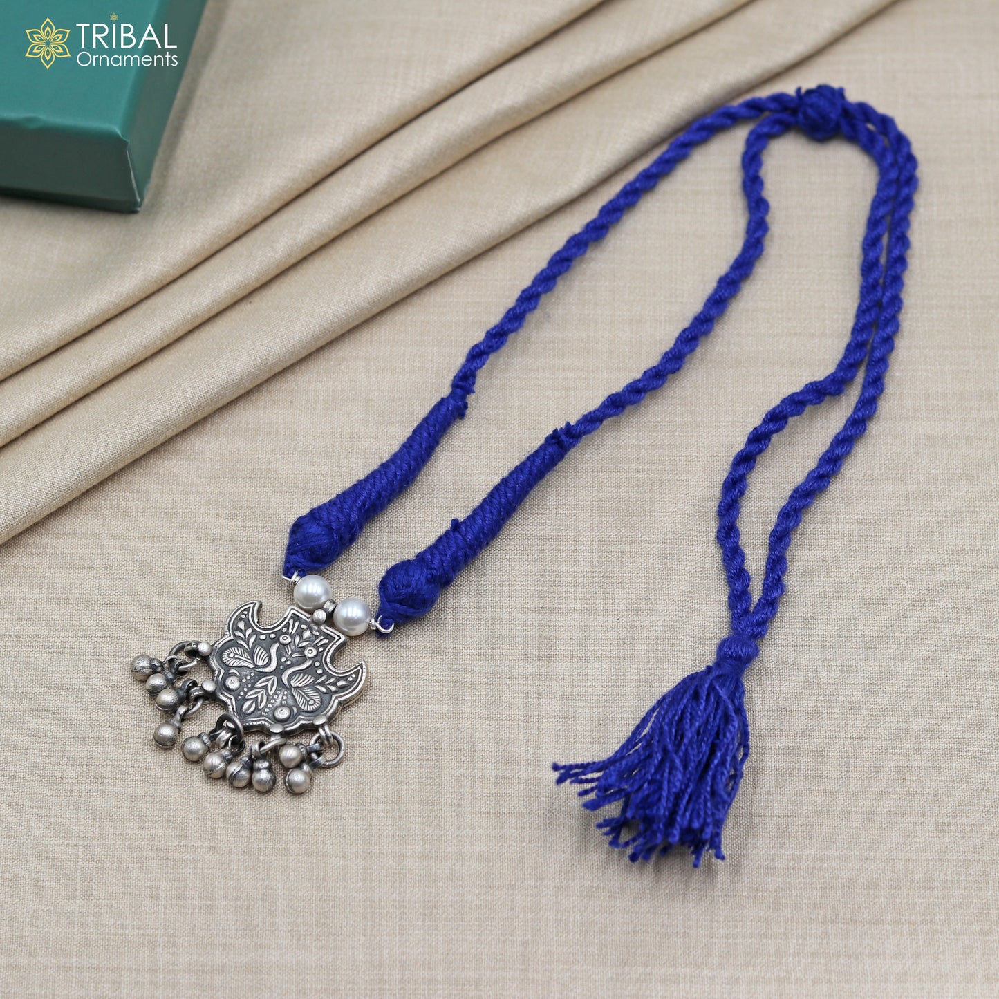 925 sterling silver handcrafted peacock design ethnic charm necklace tribal jewelry set724 - TRIBAL ORNAMENTS