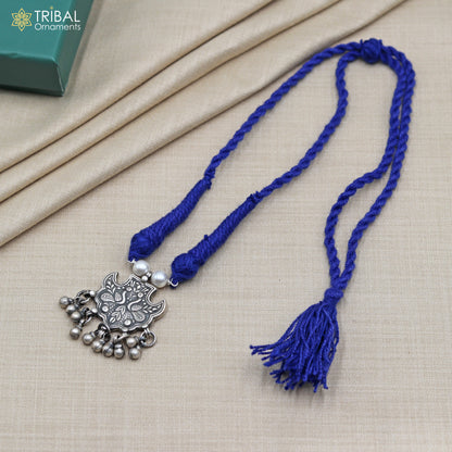 925 sterling silver handcrafted peacock design ethnic charm necklace tribal jewelry set724 - TRIBAL ORNAMENTS