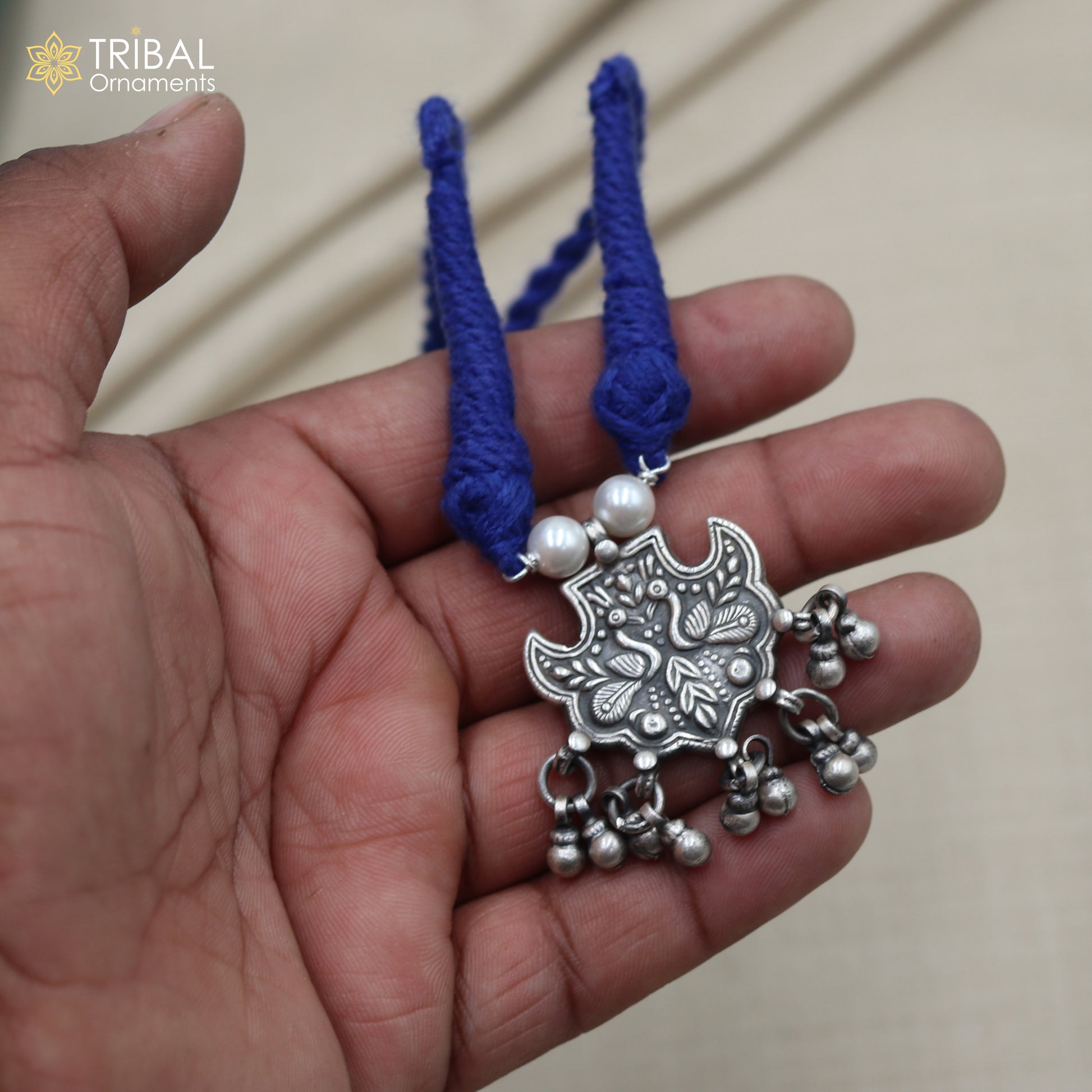 925 sterling silver handcrafted peacock design ethnic charm necklace tribal jewelry set724 - TRIBAL ORNAMENTS