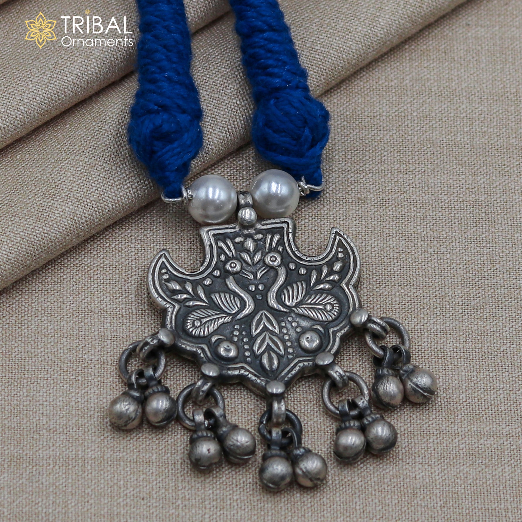 925 sterling silver handcrafted peacock design ethnic charm necklace tribal jewelry set724 - TRIBAL ORNAMENTS