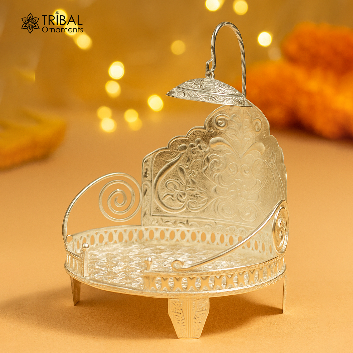 925 sterling silver handcrafted solid Sinhasan, idol god throne, god statue's stand chair, temple puja article best collectible gift su569 - TRIBAL ORNAMENTS
