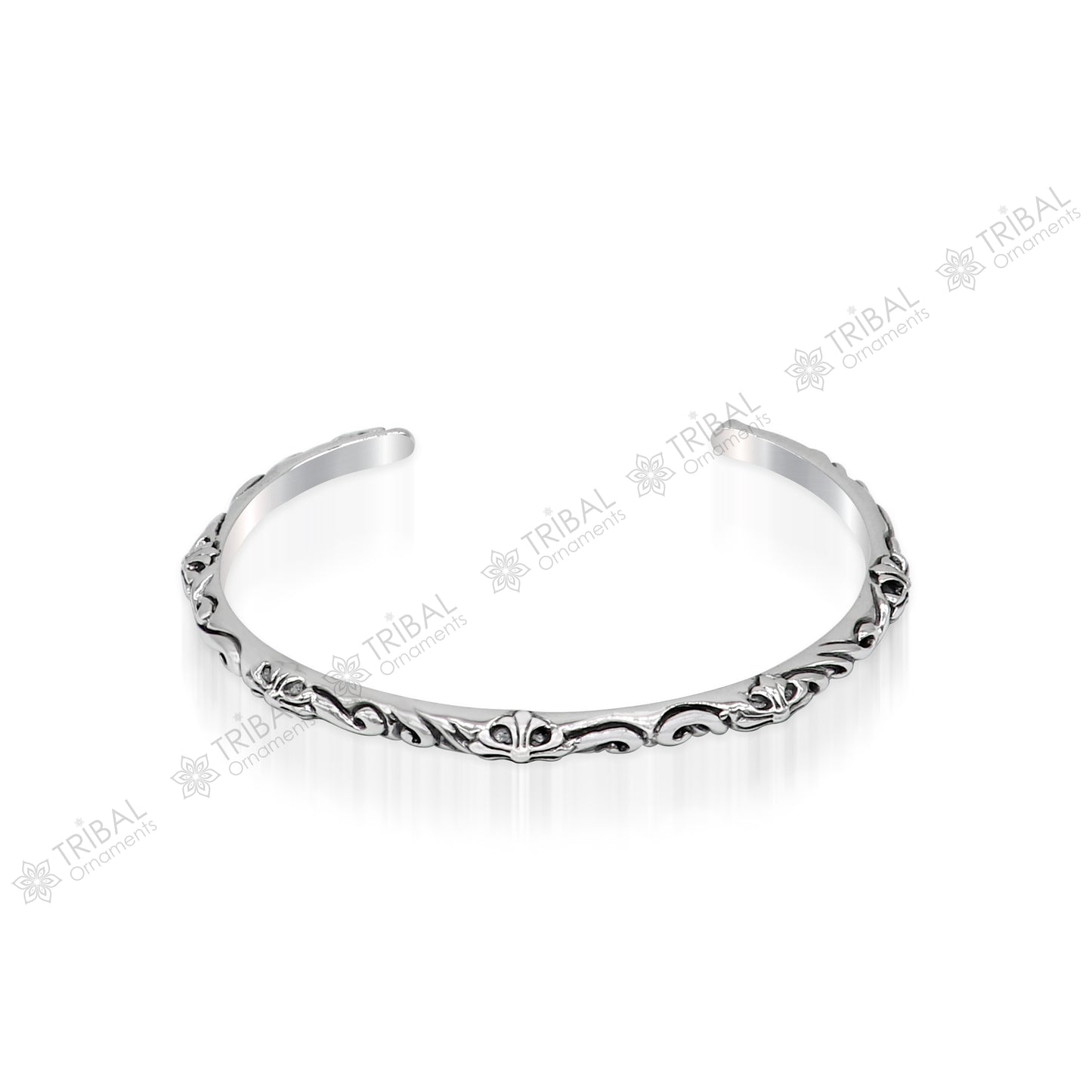 925 sterling silver handcrafted work Superior Quality Graceful Design Glossy Plain solid Bracelet Kada for Men and women's gifting cuff50 - TRIBAL ORNAMENTS