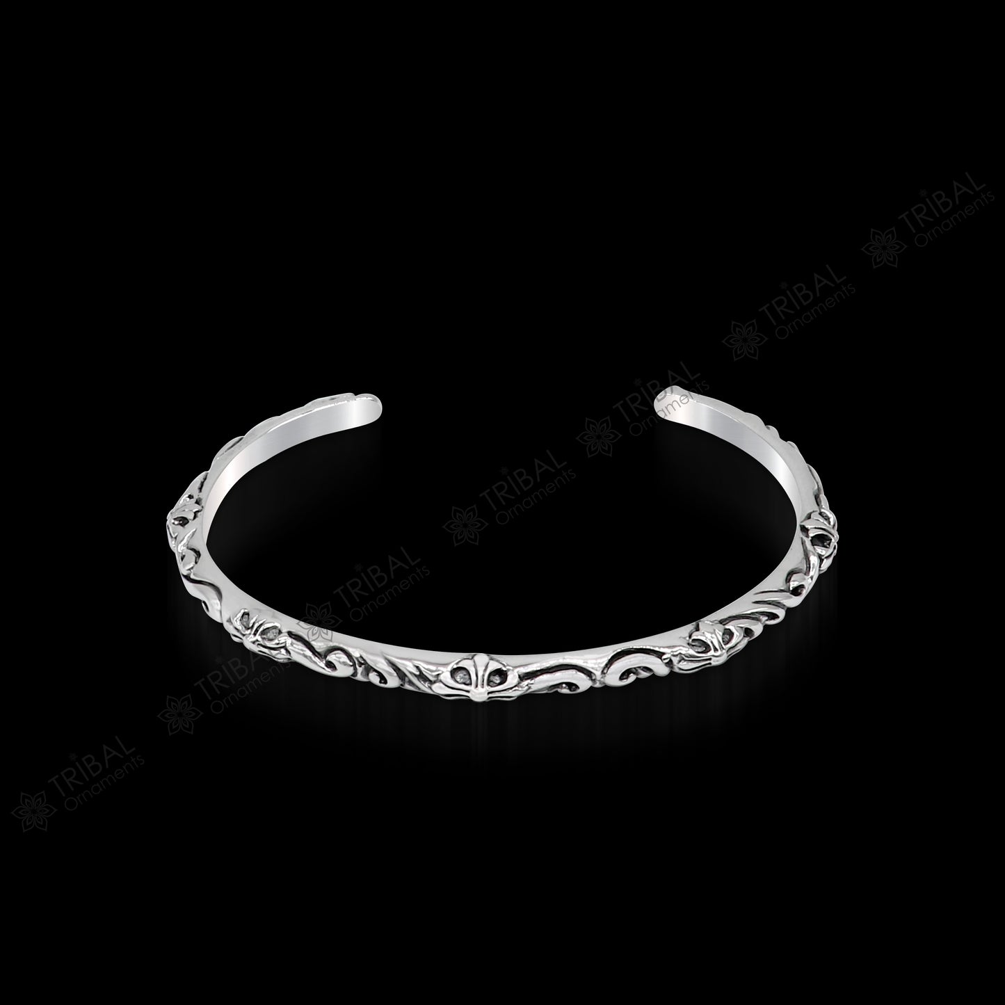 925 sterling silver handcrafted work Superior Quality Graceful Design Glossy Plain solid Bracelet Kada for Men and women's gifting cuff50 - TRIBAL ORNAMENTS