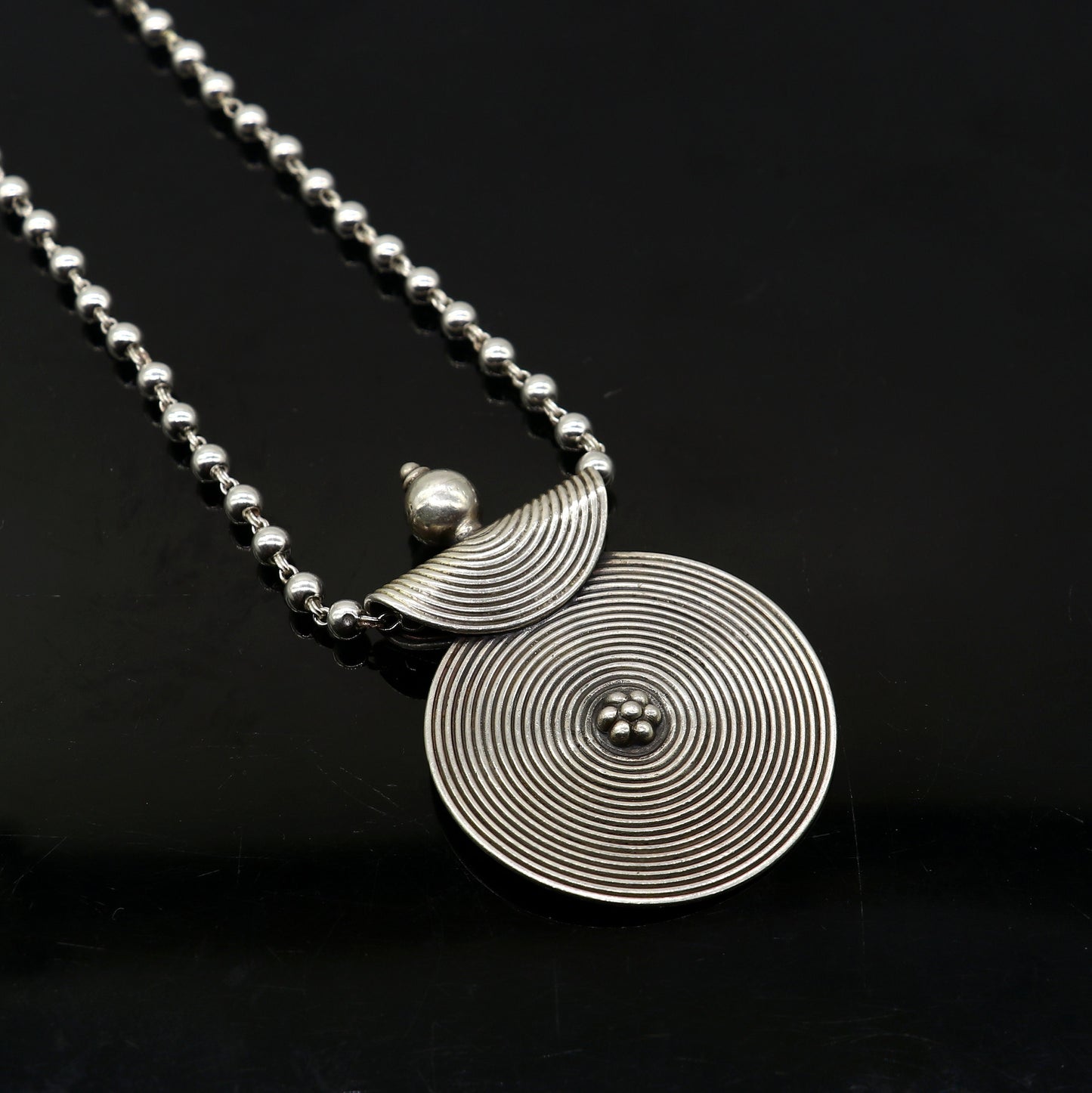 925 sterling silver handmade 30"4mm beaded long necklace with unique design traditional cultural functional necklace jewelry  Set684 - TRIBAL ORNAMENTS