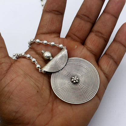 925 sterling silver handmade 30"4mm beaded long necklace with unique design traditional cultural functional necklace jewelry  Set684 - TRIBAL ORNAMENTS