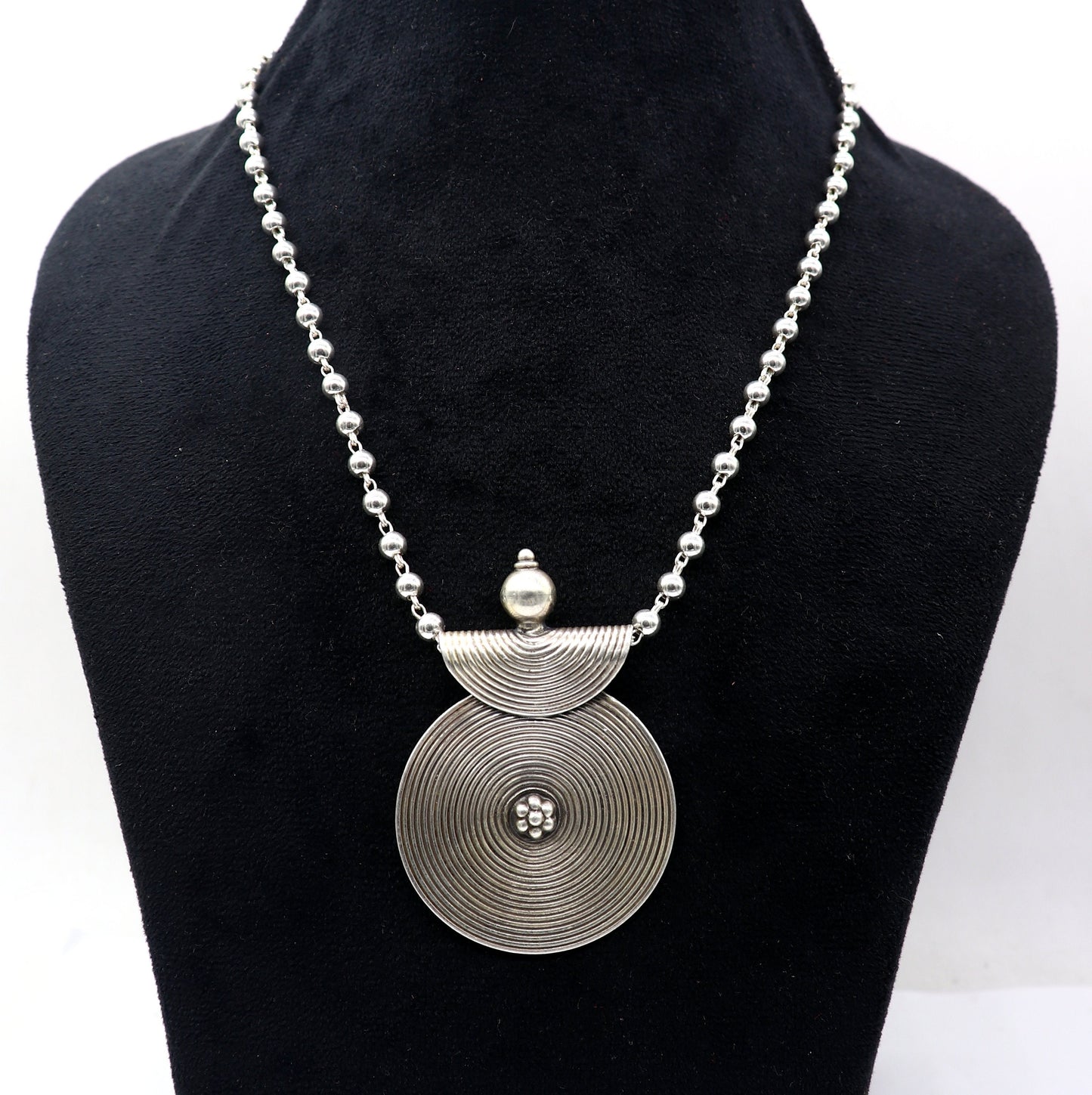 925 sterling silver handmade 30"4mm beaded long necklace with unique design traditional cultural functional necklace jewelry  Set684 - TRIBAL ORNAMENTS