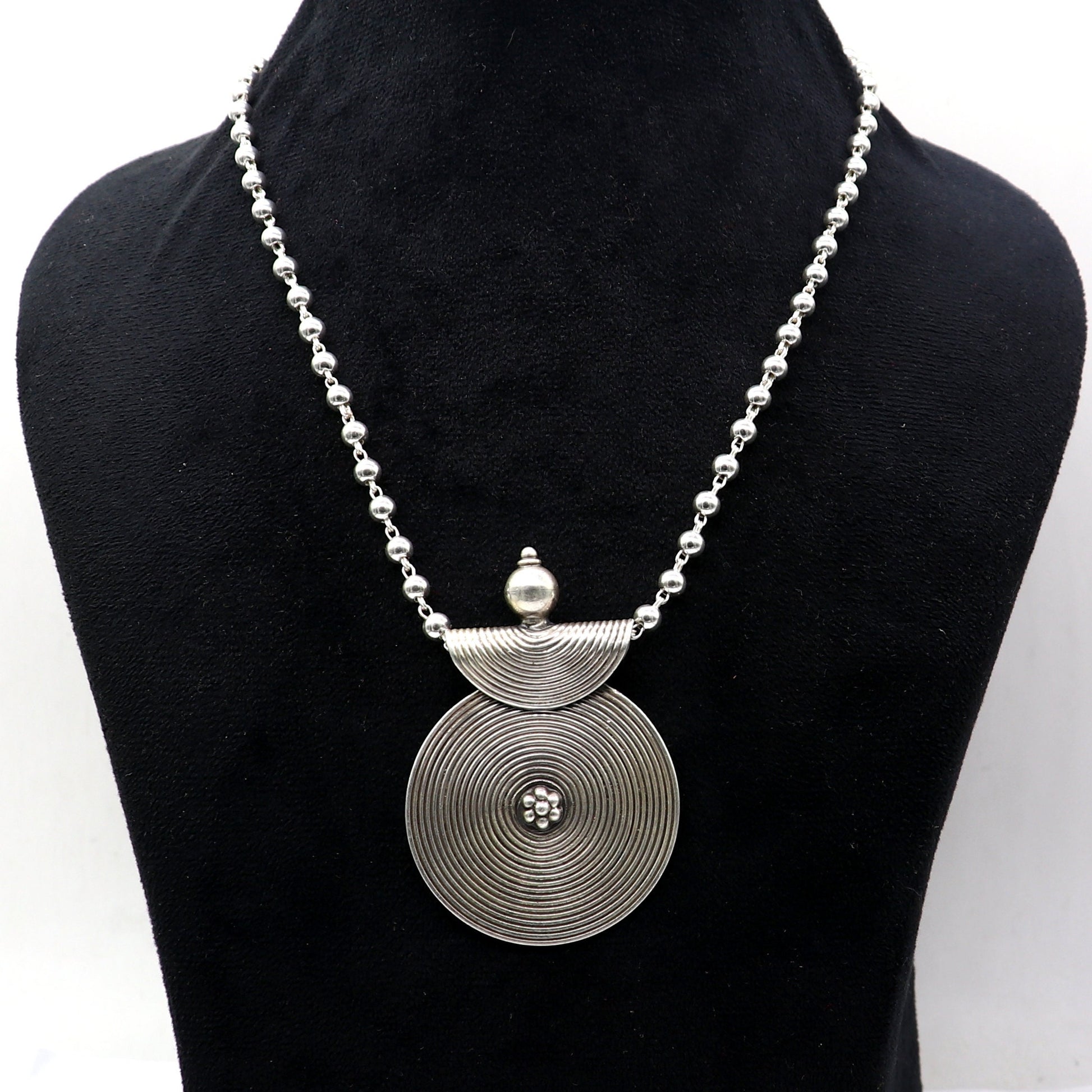925 sterling silver handmade 30"4mm beaded long necklace with unique design traditional cultural functional necklace jewelry  Set684 - TRIBAL ORNAMENTS