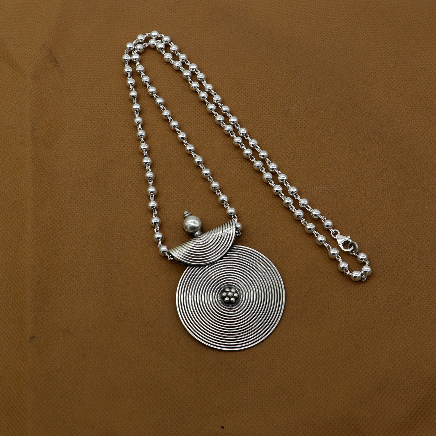 925 sterling silver handmade 30"4mm beaded long necklace with unique design traditional cultural functional necklace jewelry  Set684 - TRIBAL ORNAMENTS