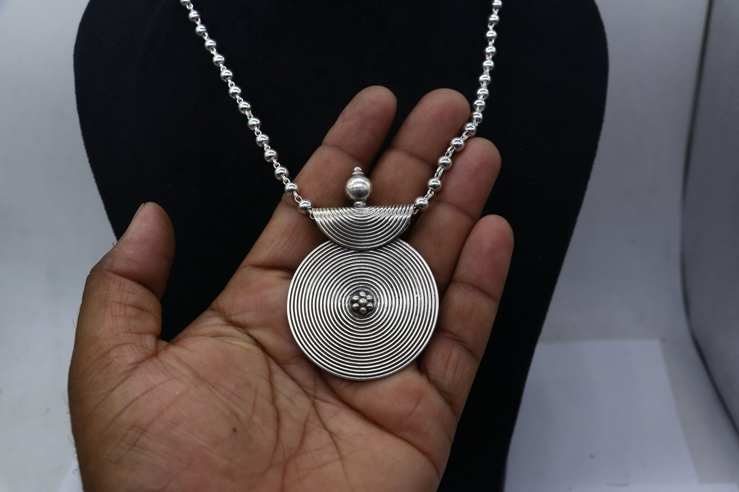 925 sterling silver handmade 30"4mm beaded long necklace with unique design traditional cultural functional necklace jewelry  Set684 - TRIBAL ORNAMENTS