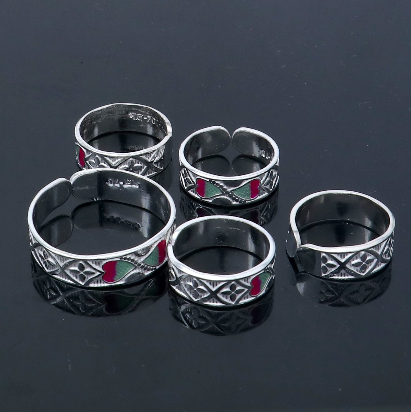 925 sterling silver handmade adjustable fabulous heart design toe ring  tribal belly dance jewelry from India toer149 - TRIBAL ORNAMENTS