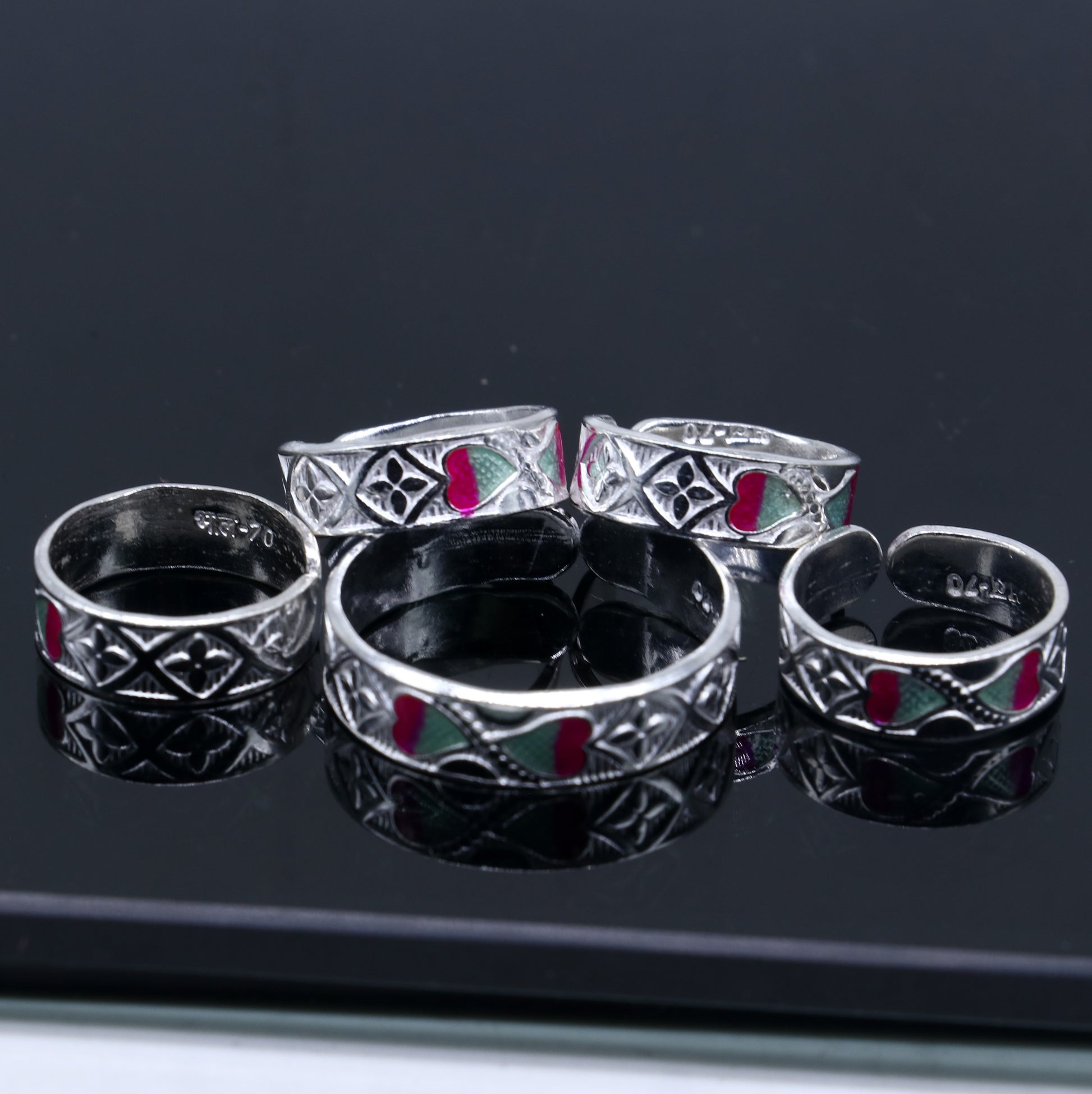 925 sterling silver handmade adjustable fabulous heart design toe ring  tribal belly dance jewelry from India toer149 - TRIBAL ORNAMENTS