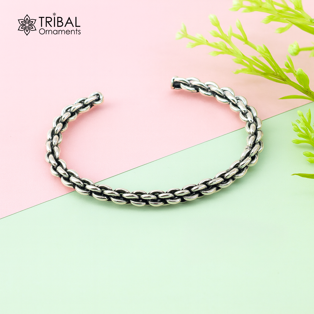 925 sterling silver handmade amazing customized solid bracelet kada, excellent gifting girl's or boy's bracelet stylish gifting kada cuff105 - TRIBAL ORNAMENTS
