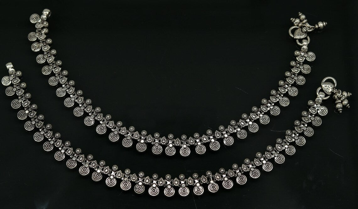 925 Sterling silver handmade anklets foot bracelet personalized gift for women's tribal jewelry nank2 - TRIBAL ORNAMENTS