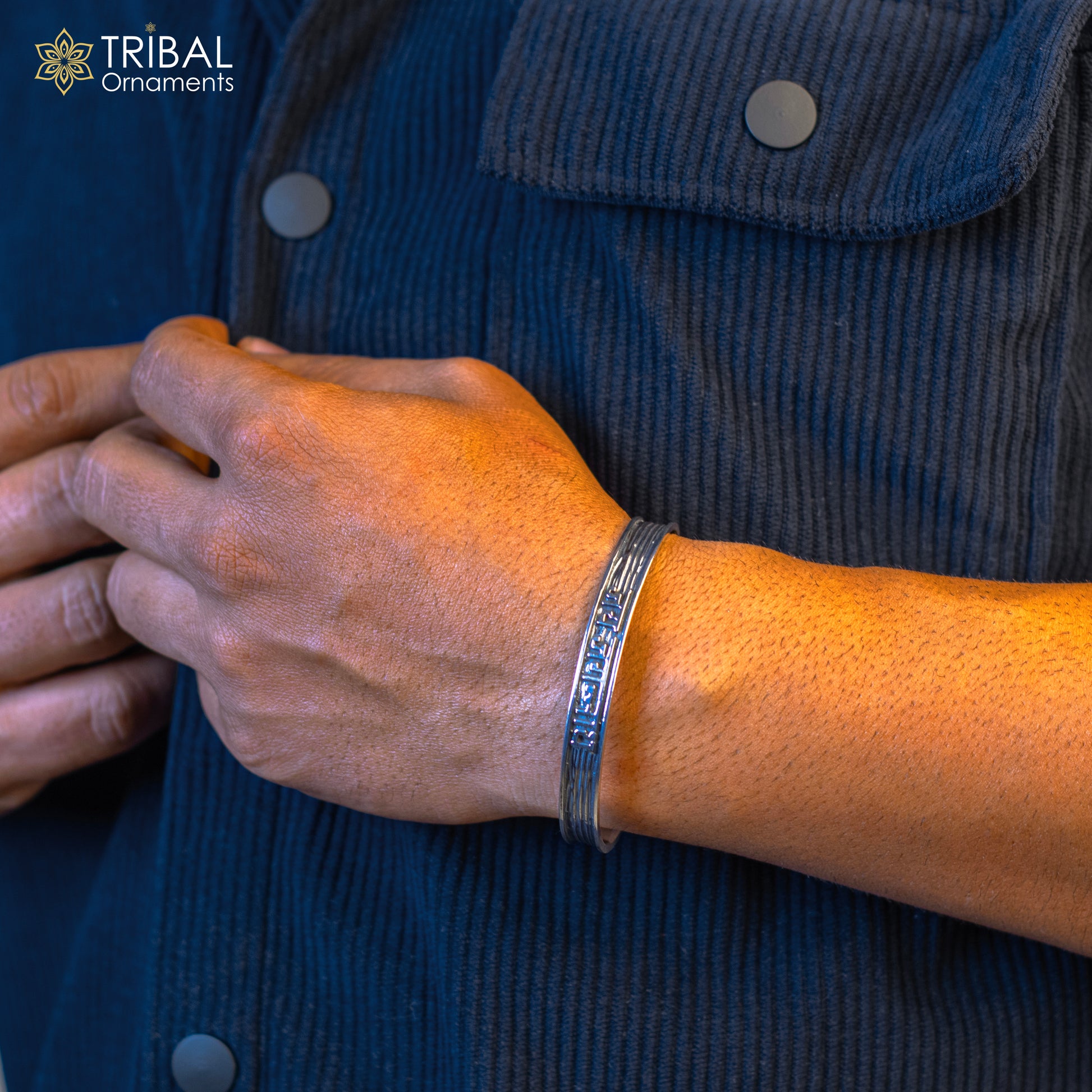 925 sterling silver handmade aum / OM namah shivay mantra bracelet kada open face kada unisex shiva bracelet jewelry from india cuff48 - TRIBAL ORNAMENTS