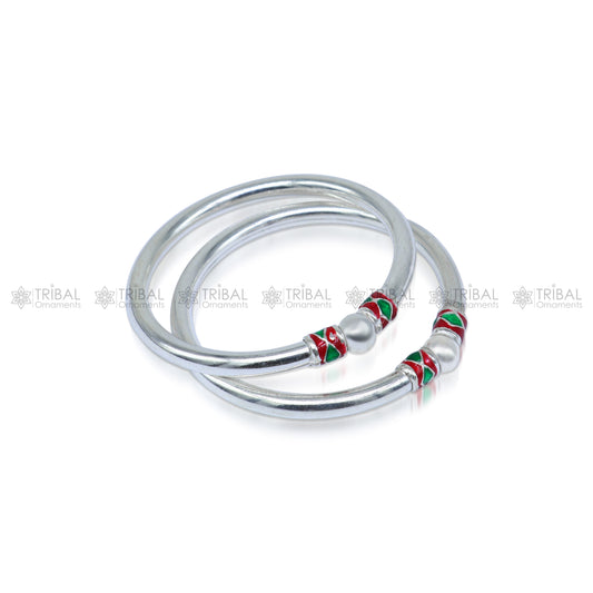 925 sterling silver handmade baby bangle bracelet kada, unisex customized jewelry nsk847 - TRIBAL ORNAMENTS