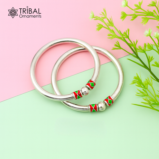 925 sterling silver handmade baby bangle bracelet kada, unisex customized jewelry nsk847 - TRIBAL ORNAMENTS