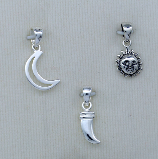 925 sterling silver handmade baby necklace pendant set with gorgeous adjustable black beads bracelet and 3 little pendants jewelry babyset2 - TRIBAL ORNAMENTS