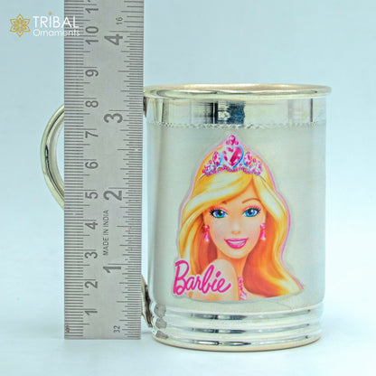 925 sterling silver handmade barbie design coffee cup or water milk cup tumbler, silver baby food flask, silver kids utensils gift sv298 - TRIBAL ORNAMENTS