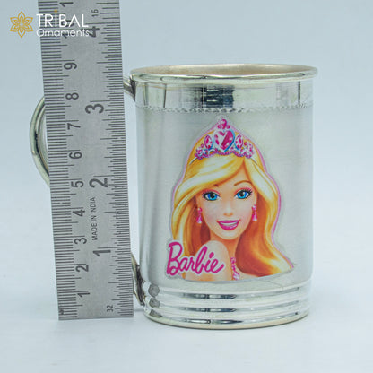 925 sterling silver handmade barbie design coffee cup or water milk cup tumbler, silver baby food flask, silver kids utensils gift sv298 - TRIBAL ORNAMENTS