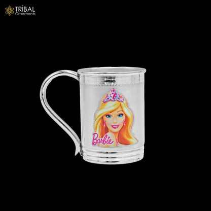 925 sterling silver handmade barbie design coffee cup or water milk cup tumbler, silver baby food flask, silver kids utensils gift sv298 - TRIBAL ORNAMENTS
