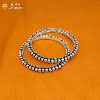 925 sterling silver handmade beaded bangle bracelet women jewelry ba441 - TRIBAL ORNAMENTS